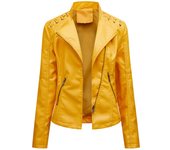 Chaqueta de Mujer de Cuero Sintético Estilo Varsity Moto Biker Bomber Ligera Casual Outerwear Short Coats con Cierre de Cremallera y Forro de Poliéster Adecuada para Otoño e Invierno