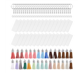120 PCs Acrylic Keychain Blank Tassel Pendant Set Includes Rectangular Transparent Acrylic Keychain