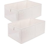 Caja de almacenamiento, juego de 2 organizadores, cajas plegables de almacenamiento, caja organizadora con ventana transparente para armario, ropa, libros, cosméticos, (40 x 27 x 17 cm)
