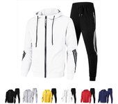 Casual Sports Suit Zipper Jacket+Sweatpants Running Suit Fleece Hoodie Sweatshirt,Thin and comfortable sports suit