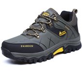 Men's Waterproof Hiking Shoes Leather Comfortable Lightweight Anti Slip Low Tops Outdoor Walking Work Shoes