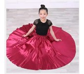 1pcs/lot children belly girl satin solid dancing 360 degree skirt