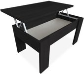 Online, Mesa de Centro Elevable, Mesita de Salón o Comedor, Acabado en Color Blanco con Tapa Cambria, Medidas, 90 cm (Ancho) x 50 cm (Fondo) x 46, 57 cm (Alto), Madera, 90 x 50 x 46, 57 cm