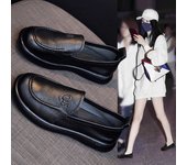 La primera capa de piel de vaca pequeños zapatos blancos zapatos Doudou de las mujeres nuevos súper suaves y cómodos zapatos individuales de las mujeres mocasines de un pedal