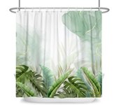 Green Plant Leaf Vines Flowers Shower Print Modern Nordic Minimalist Polyster Home Decor Bathroom Curtain with Hooks