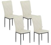 Comedor Pack de 4, Sillas Comedor Tapizadas, Respaldo Alto, Sillon Moderno de Cuero Artificial, Sillas Ergonómicas con Patas de Metal para Comedor, Dormitorio, Salón, Blanco, EZS23ws-4