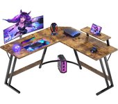 Escritorio Gaming de Esquina,130 x 130cm,Escritorio Gamer en Forma de L con Soporte de Monitor, Gancho para Auriculares,para Estudio,Oficina,Gaming,Dormitorio(Carbono Negro)