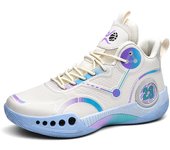 Nuevos zapatos de baloncesto botas altas de los hombres transpirables, antideslizantes, resistentes al desgaste y absorbentes de golpes zapatillas de deporte de los estudiantes de la escuela media zapatillas de deporte del piso de cemento de los hombres