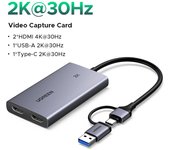 UGREEN Capturadora Video HDMI 4K 30hz 1080P HD Card Capture Recording Streaming Games OBS Compatible with PC Switch PS5 Xbox MacBook iPad Camera