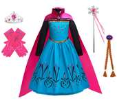 Disfraz de princesa Anna verde para niñas pequeñas, disfraz de Halloween, vestido elegante para fiesta de cumpleaños, vestido de vacaciones carvinal