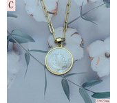 New Round Medal Sea Shell Saint Benedict Cross Necklace Female Virgin Mary Pendant Neck Religious Jewelry For Women Gif