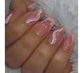 Set De Uñas Postizas Cortas Francés Minimalista Con 1 Jalea Y 1 Archivo De Uñas 24 PCs Uñas De Tiras Estilo Jelly Y Minimalista
