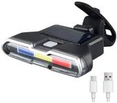 Luz trasera de bicicleta recargable por USB, luz trasera de energía Solar de larga resistencia, lámpara trasera de ciclismo, linterna de advertencia brillante