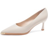 2024 new style women's shoes/sandals/high heels/stilettos/pointed toes/spring/summer/autumn/winter/banquet/wedding/work/leather/6.5 Apricot