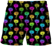 Pantalones cortos psicodélicos con estampado de setas para hombre, pantalones cortos de playa con cordón y diseño de gato de neón, pantalones cortos Harajuku de verano