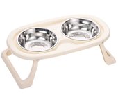 Cuenco plegable de acero inoxidable para mascotas, cuenco de comida para gatos, cuenco de comida para perros, protección del cuello, doble cuenco de pie alto, 1 ud.