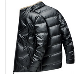 Men's short down jacket with wool collar, white duck down