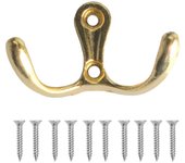 Ganchos de aleación de Zinc para abrigos, perchas de doble punta de alta resistencia, colgador de ropa montado en la pared para dormitorio y baño, color dorado, 5 piezas