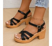 Ankle Strap High Heels Sandals for Women  Summer Platform Gladiator Sandalias Weaving Cross Band Chunky Heeled Sandles