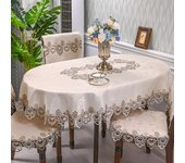Battilo Rami oval tablecloth, embroidered ENCE table, dining coffee table cover, kitchen party and wedding decoration