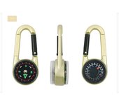 1 Pc Outdoor Multifunctional Hiking Compass Thermometer Metal Carabiner Keychain