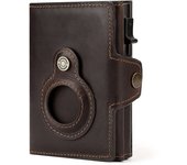 Cowhide Leather Men's Wallet RFID Blocking Protect Cardholder Automatic Card Case for Women with AirTag Holder