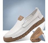 Nuevos zapatos casuales de cabeza redonda para hombres de cuero para hombres, mocasines, zapatos para hombres