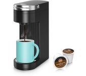 Slim 2 in 1 Single Serve Coffee Maker for K Cup & Ground Coffee, Mini Travel One Cup Coffee Machine for Home, Desk, Kitchen and Bedroom, Fits Travel Mug