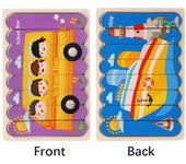 Cartoon Animal Double-sided Strip Wooden Puzzles Jigsaw Game Kids Educational Toys for Children
