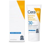 CeraVe 100% Mineral Sunscreen SPF 30, Face sunscreen With Zinc Oxide & Titanium Dioxide, Hyaluronic Acid + Niacinamide + Ceramides, Oil Free, Travel Size 2.5 oz