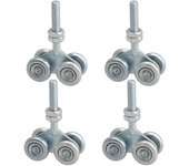 4x Sliding Track Roller Hanging Barn Door Rail Trolley Wheel H4-3 Silver