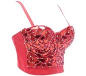 Women Tank Tops Sequined Rhinestone Pearl Wedding Push Up Bra Woman Clothes Camis Stage Ladies Crop Top Corset y2k Blusas