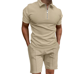 Men's po t t, short sleed T-t with tight   cor, waffle, casual, summer 2025