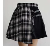 Gothic new women's mini casual basic fashion, retro plaid skirt, irregular waist, university style