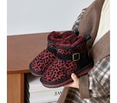 Botas de nieve botas cortas con estampado de leopardo zapatos de algodón grandes engrosados de lana niños nieve algodón