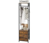 Perchero con cajón no tejido, organizador de armario alto independiente, cómoda de pie para dormitorio, sala de estar, entrada, 39 x 29 x 179 cm, color negro HGR001B