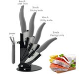 Kitchen Knives with holder 3"fruit 4"utility 5"slicing 6"chef Ceramic knives Accessories set Zirconia White Blade with stand