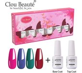 Clou Beaute 8ml Gift Set Kit UV LED Gel Varnish Soak Off Nail Art Gel Nail Polish Pure Nail Color Base Coat No Wipe Top Coat