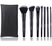 ZOREYA-Juego de brochas de maquillaje negro, brocha de maquillaje Kabuki, brocha para ojos, base en polvo, colorete, sombra de o