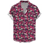 Men's skull retro shirt, fun candy 3D printed casual wear, men's lapel Hawaiian short sleeved shirt