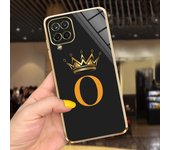 Samsung Galaxy A12 Case Cover Black Luxury Plating Square Frame Latters ABC Back Shell For Samsung A12 A 12 Soft TPU Shockproof