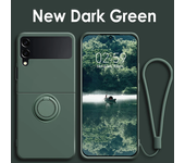 Funda de silicona líquida de lujo con soporte para anillo Galaxy Z Flip 3, 4, 5, 6