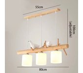 Kitchen Chandelier Ceiling Lamp Modern Japanese 3-Lamp Dining Lamp Bar Counter Hanging Lamp, Premium Solid Wood Pendant Lamp Fixture For Dining, Living Room, Cafe