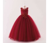 Stylish Bridesmaid With Flowers Tulle Princess Party Dresses For Girl, First Communion And Christmas Evening Dress