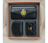 2024 New Vintage Purse Ladies Large Capacity d buckle Multi-card Multi-function triple Fold Handheld Bag 3-piece gift Box for the holidays