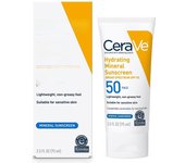 CeraVe 100% Mineral Sunscreen SPF 50, Face sunscreen With Zinc Oxide & Titanium Dioxide, Hyaluronic Acid + Niacinamide + Ceramides, Oil Free, Travel Size 2.5 oz