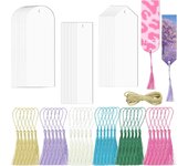 Acrylic Bookmark Blank Products with Tassels Rectangle Transparent Tag DIY Label Crafts Ornament Projects Decoration Making Tool