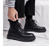 Botas negras cómodas para hombres, cremallera lateral al aire libre, cortas de encaje hasta el desgaste, Botas de motocicleta