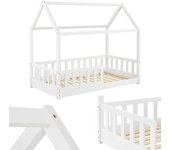 Cama Infantil 80 x 160 cm con protección anticaída,  Cama casa de Madera Maciza para niños - Cama en Color Rosado