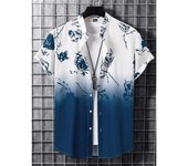 Camiseta de Verano de Playa Hawaiiana Estampado de Denim 3D para Hombres Manga Corta Transpirable